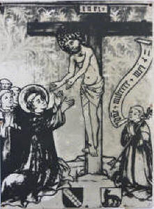 Miniatur im Codex Wettingen. Eigenes Foto aus dem ehem. Zisterzienser-Kloster Arnsburg bei Gieen.
